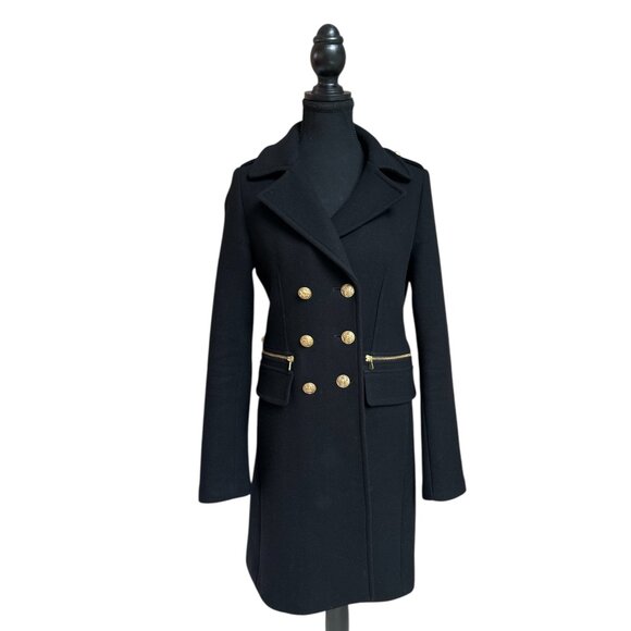 Gerard Darel Wool Coat with Gold Buttons in Black Size 34 (US Size 2) - Picture 1 of 11